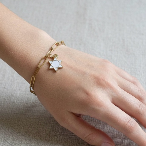 Stainless Steel Star of David Charm Bracelet